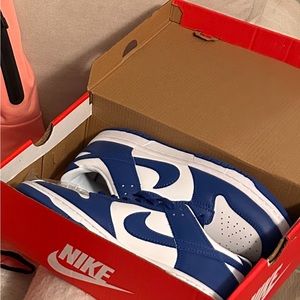 Blue and white dunks